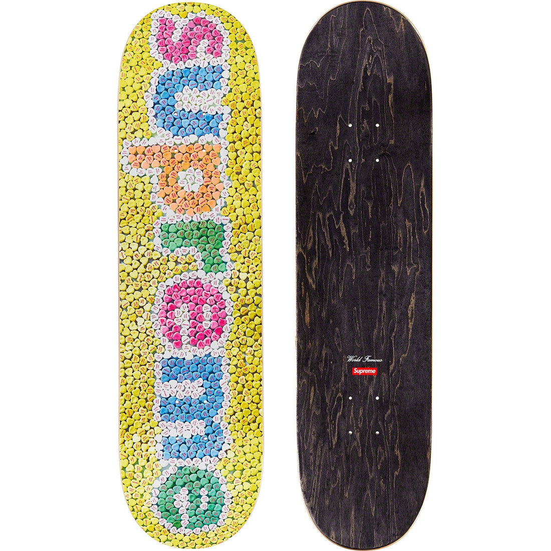 Supreme Candy Hearts Skateboard Deck Yellow