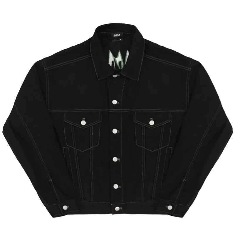 Revenge Embroidered Denim Jacket Black/Green