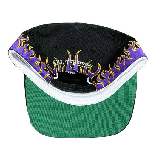 KillTheHype LA Lakers Purple Gold Flames Snapback Hat