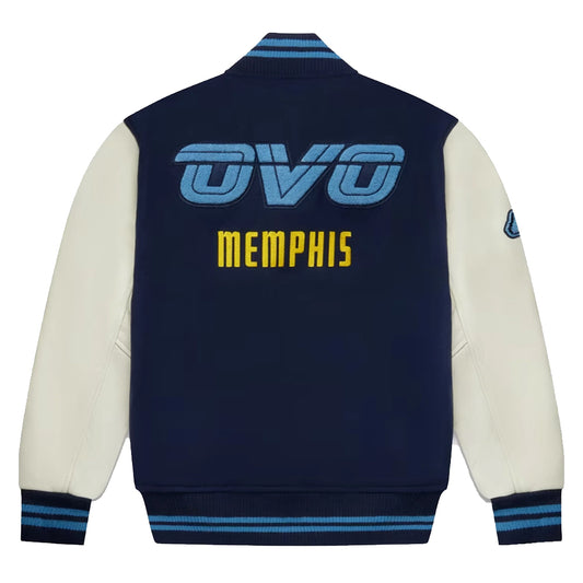 OVO x NFL Memphis Grizzlies Varsity Jacket Navy Blue