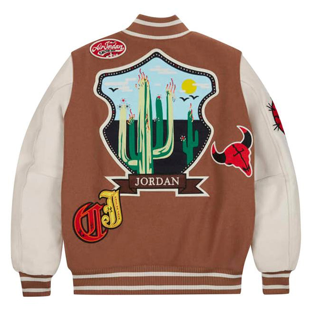 Travis Scott x Jordan Varsity Jacket Antique Brown (Asia Sizing) - The Hype Kelowna