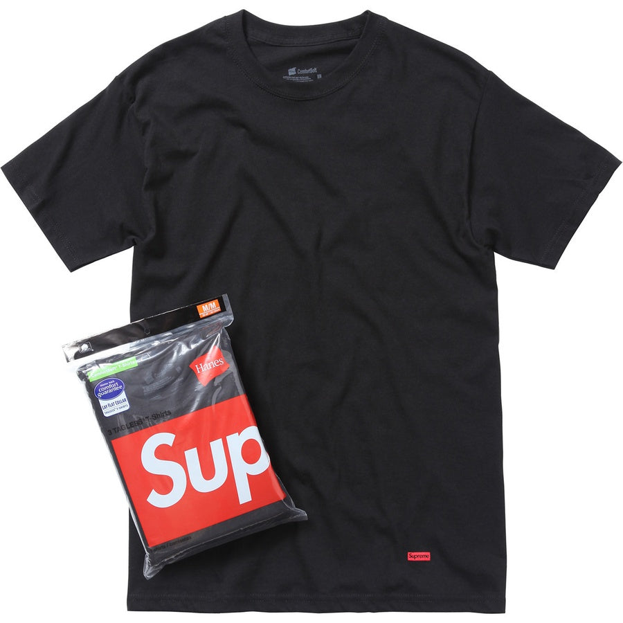 Supreme Hanes Tagless Tees (3 Pack) Black - The Hype Kelowna