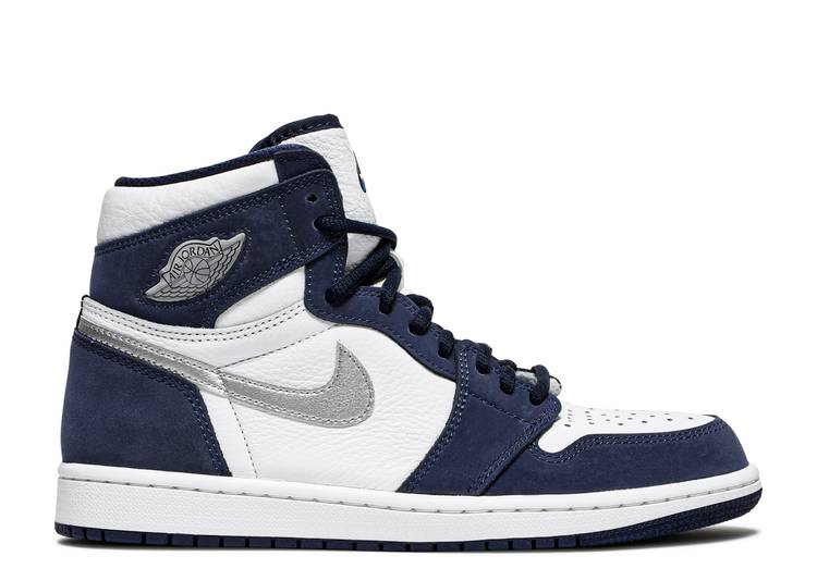 Navy and shop white jordans