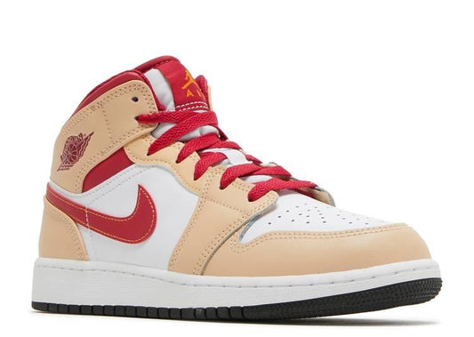 Jordan 1 Mid Light Cardinal Curry (GS) - The Hype Kelowna