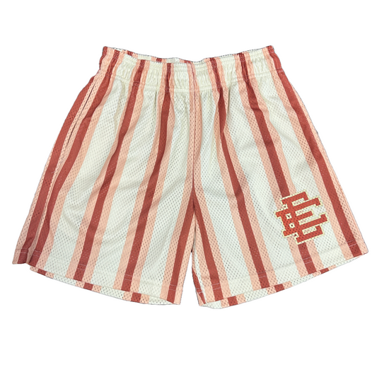 Eric Emanuel Mesh Shorts - Pink Cream Pinstripes