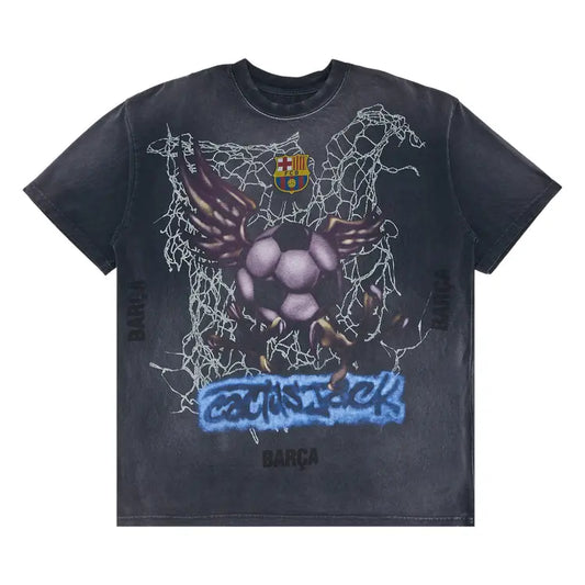 Travis Scott x FC Barcelona Washed Spray Logo Tee Black
