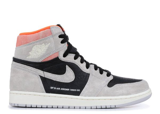 USED Jordan 1 Retro High Neutral Grey Hyper Crimson