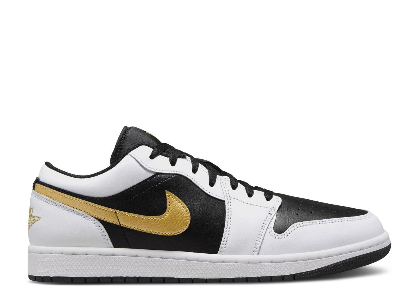 Jordan 1 Low White Black Metallic Gold Swoosh