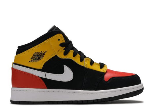 USED Jordan 1 Mid Black Amarillo Team Orange (GS)