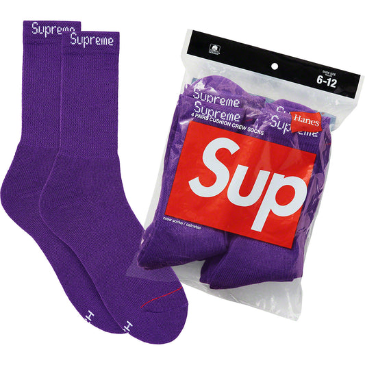 Supreme Hanes Crew Socks (4 Pack) Purple