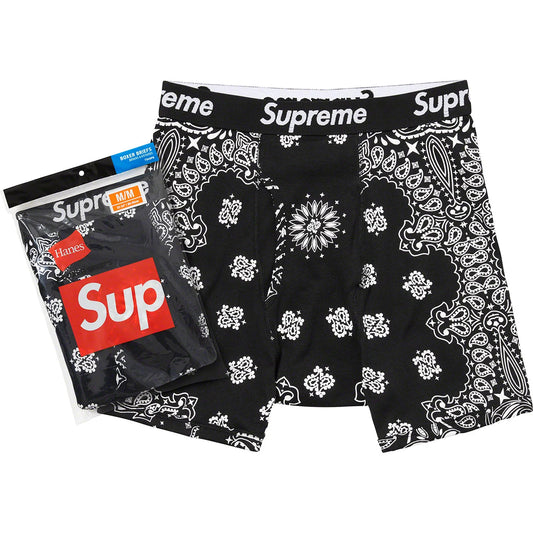 Supreme Hanes Boxer Briefs (2 Pack) Black Paisley