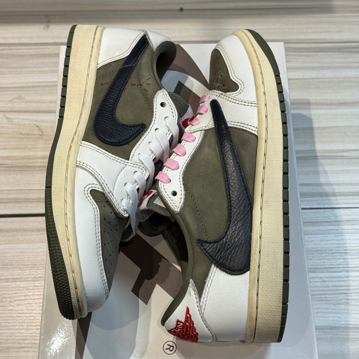 USED Jordan 1 Retro Low OG SP Travis Scott Medium Olive