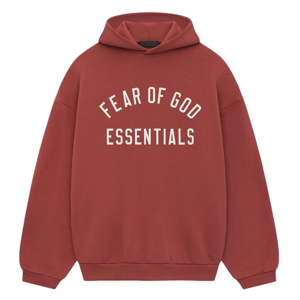 Essentials Hoodie Fleece Arc Logo Crimson (2024)