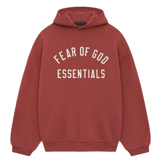 Essentials Hoodie Fleece Arc Logo Crimson (2024)