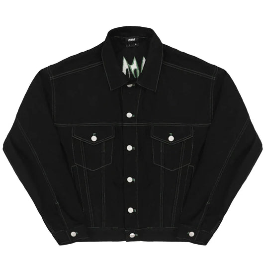 Revenge Embroidered Denim Jacket Black/Green