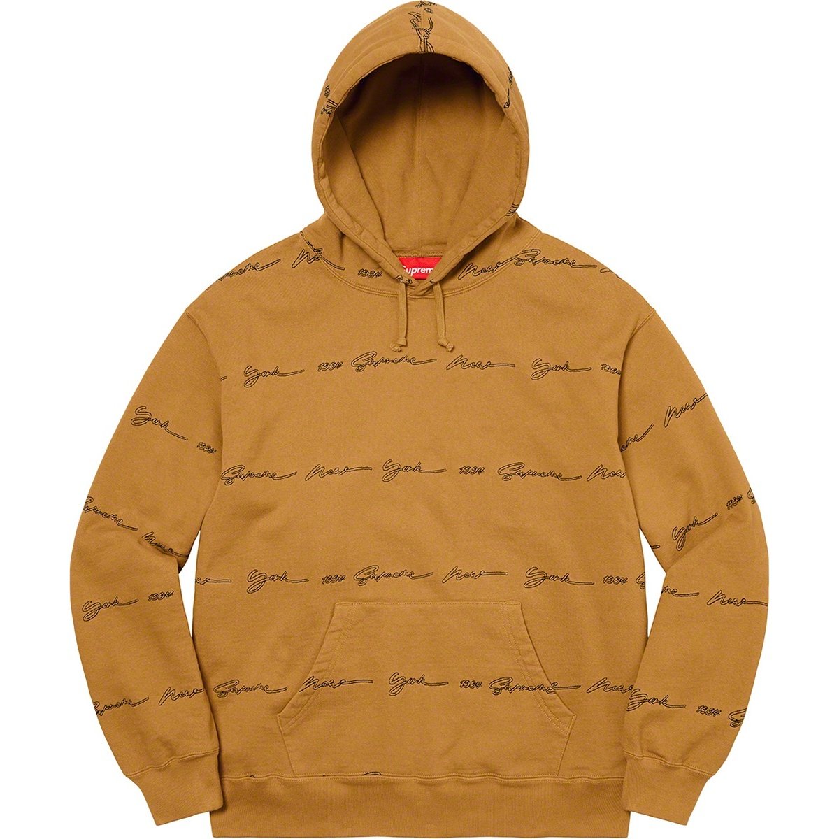 Supreme Script Stripe Hooded Sweatshirt Dark Mustard