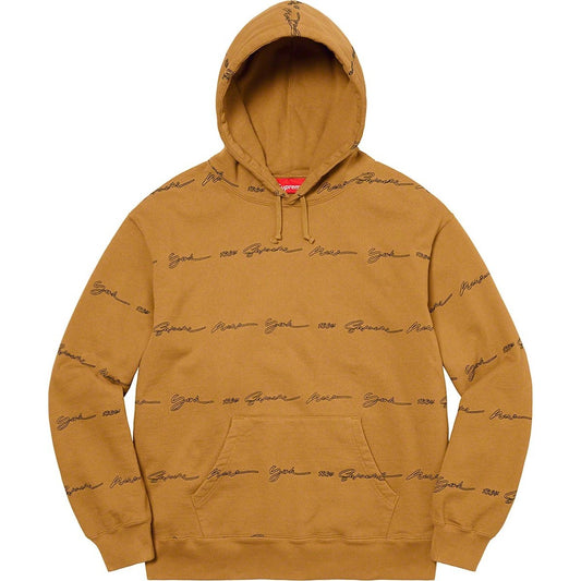 Supreme Script Stripe Hooded Sweatshirt Dark Mustard