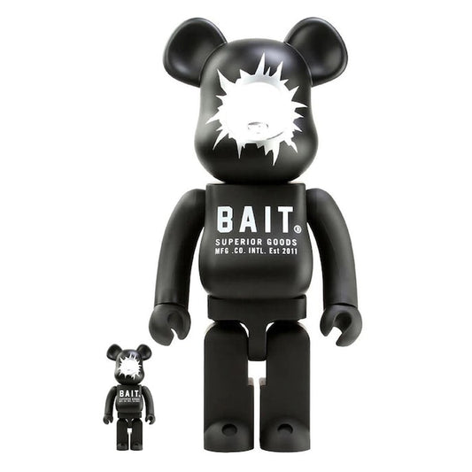 Bearbrick BAIT x Medicom Headshot 100% & 400% Set Black