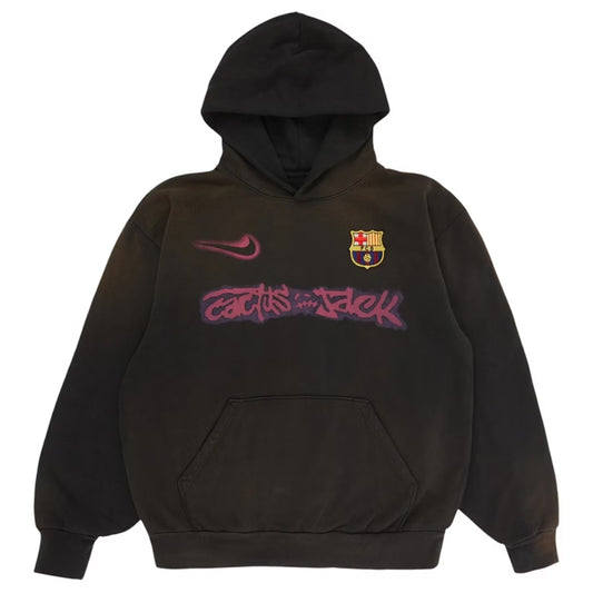 Travis Scott x Nike x FC Barcelona Spray Logo Hoodie Black
