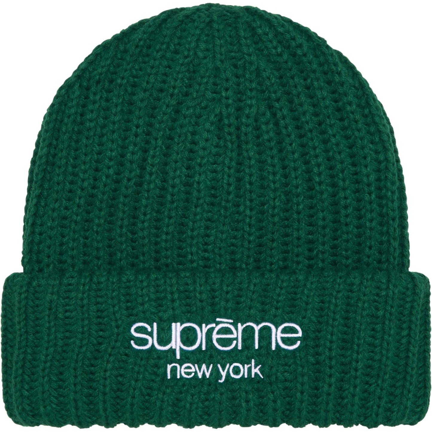 Supreme Classic Logo Ribbed Beanie Dark Green