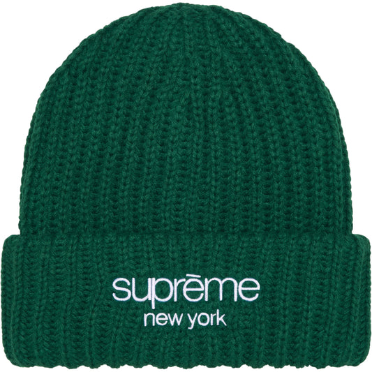 Supreme Classic Logo Ribbed Beanie Dark Green