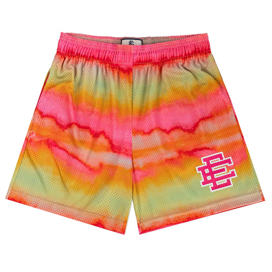 Eric Emanuel Mesh Shorts - Pink Yellow Watercolor