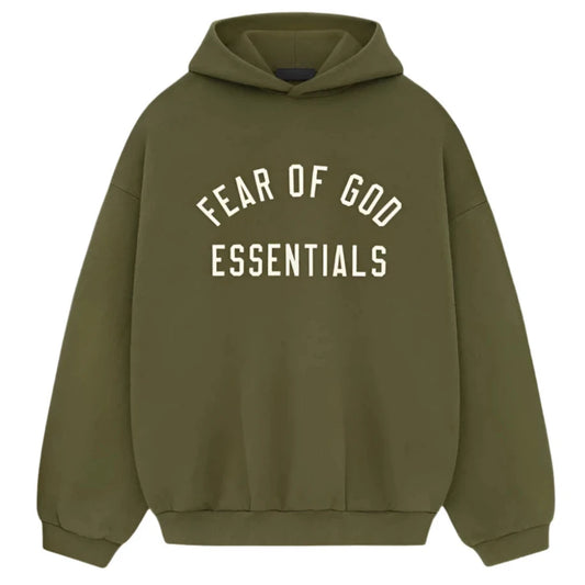 Essentials Hoodie Fleece Arc Logo Military Green (2024)