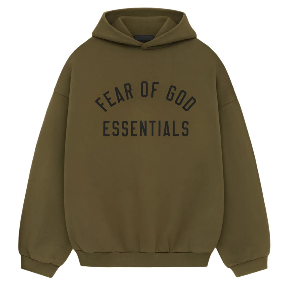 Essentials Hoodie Fleece Arc Logo Olive (2024)