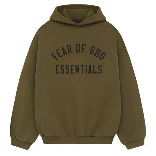 Essentials Hoodie Fleece Arc Logo Olive (2024)