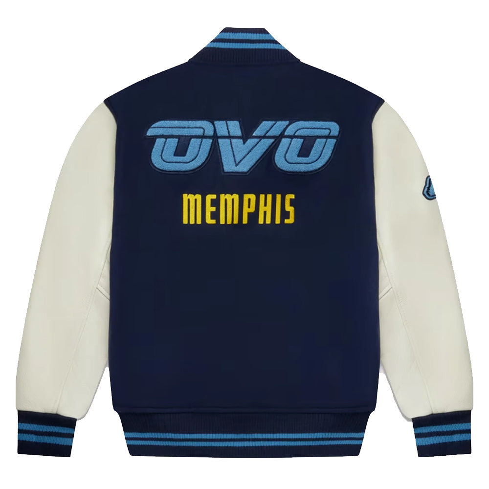 OVO x NFL Memphis Grizzlies Varsity Jacket Navy Blue