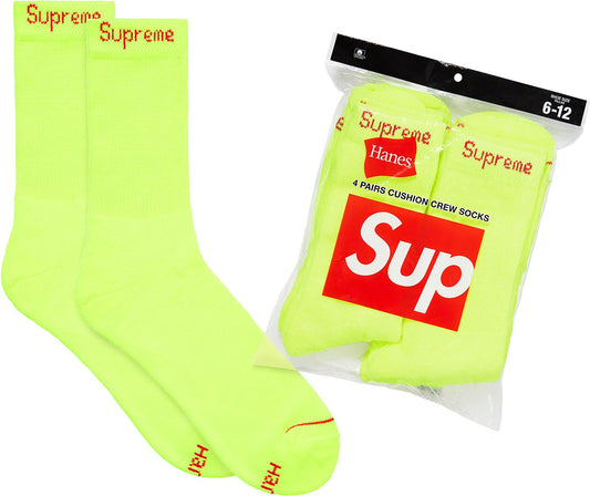 Supreme Hanes Crew Socks (4 Pack) Yellow