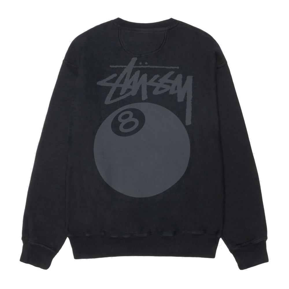 Stussy Crewneck 8 Ball Pigment Dyed Black Tonal