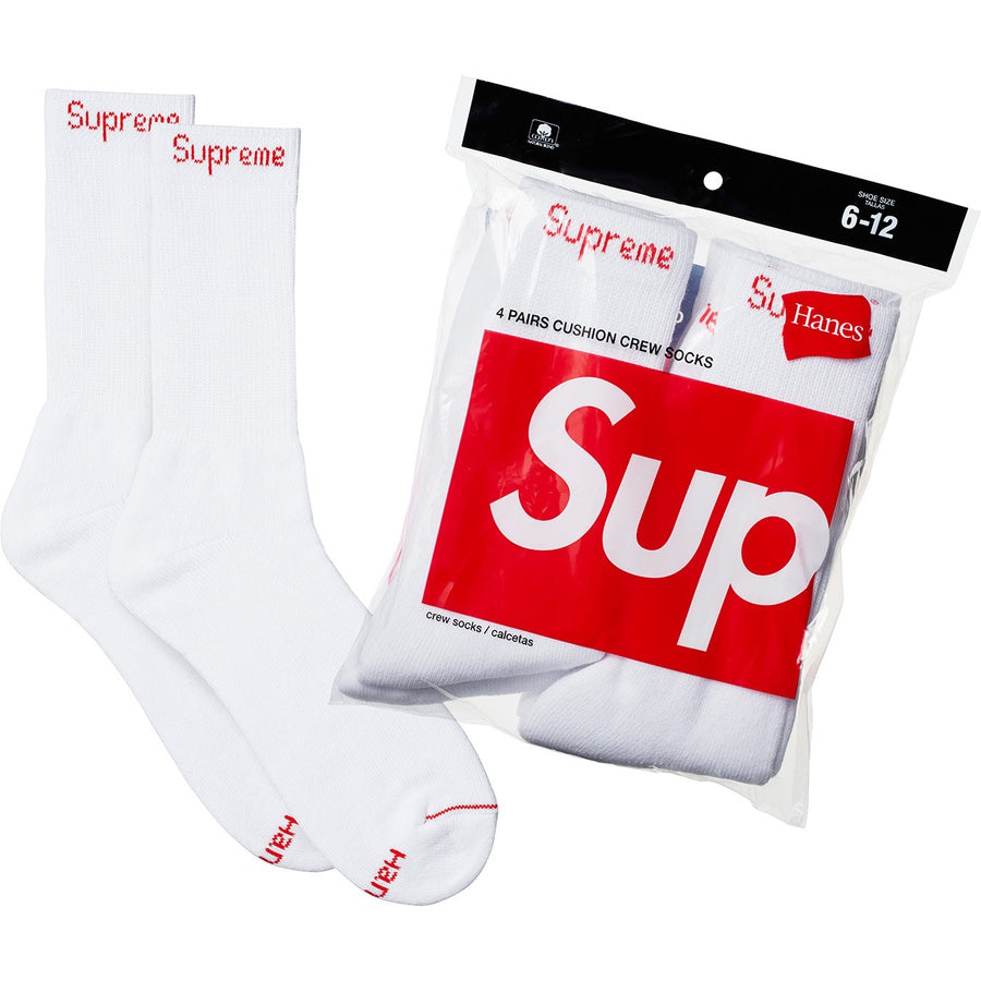 Supreme Hanes Crew Socks (4 Pack) White - The Hype Kelowna