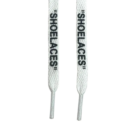 Flat Shoelaces White "SHOELACES"