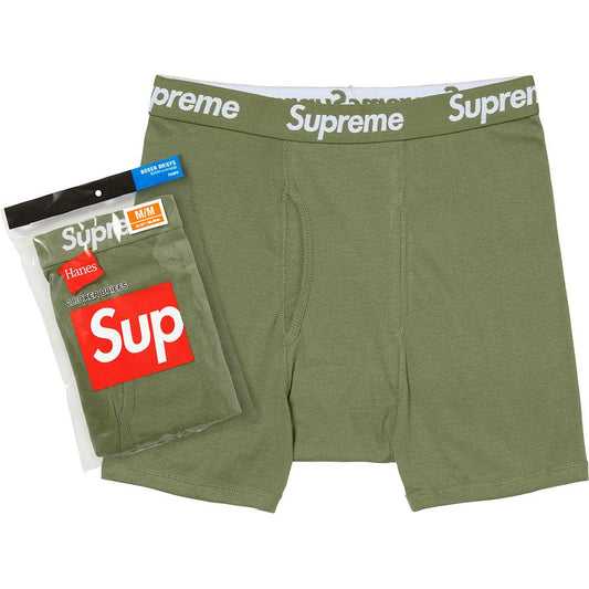 Supreme Hanes Boxer Briefs (2 Pack) Olive - The Hype Kelowna