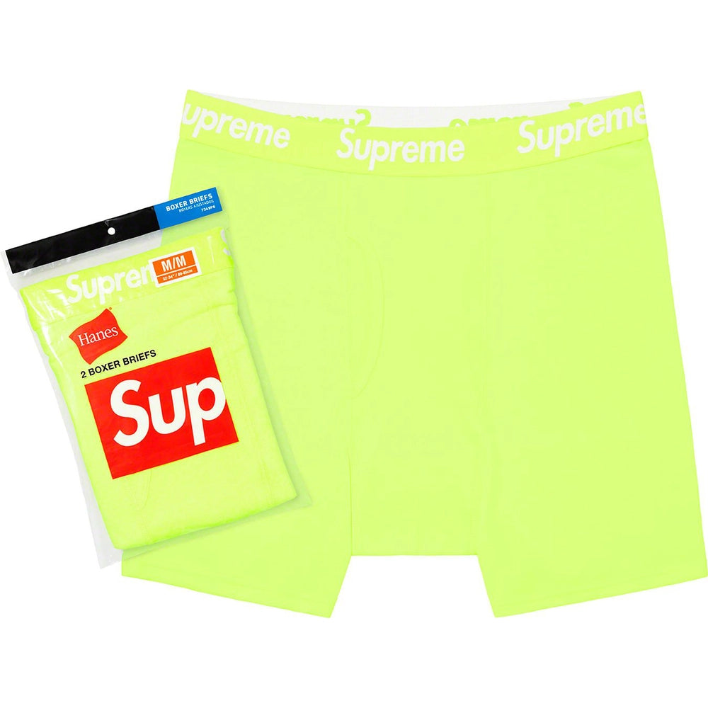 Supreme Hanes Boxer Briefs (2 Pack) Flourescent Yellow - The Hype Kelowna
