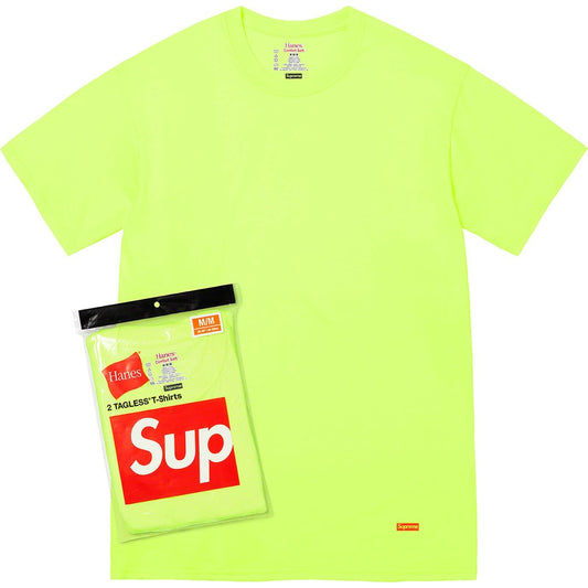 Supreme Hanes Tagless Tees (2 Pack) Flourescent Yellow - The Hype Kelowna